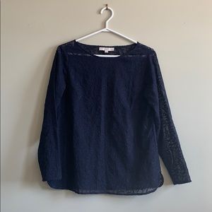 Sheer Embroidery Lace Top Blouse